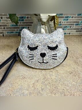 Betsey Johnson glitter cat wristlet